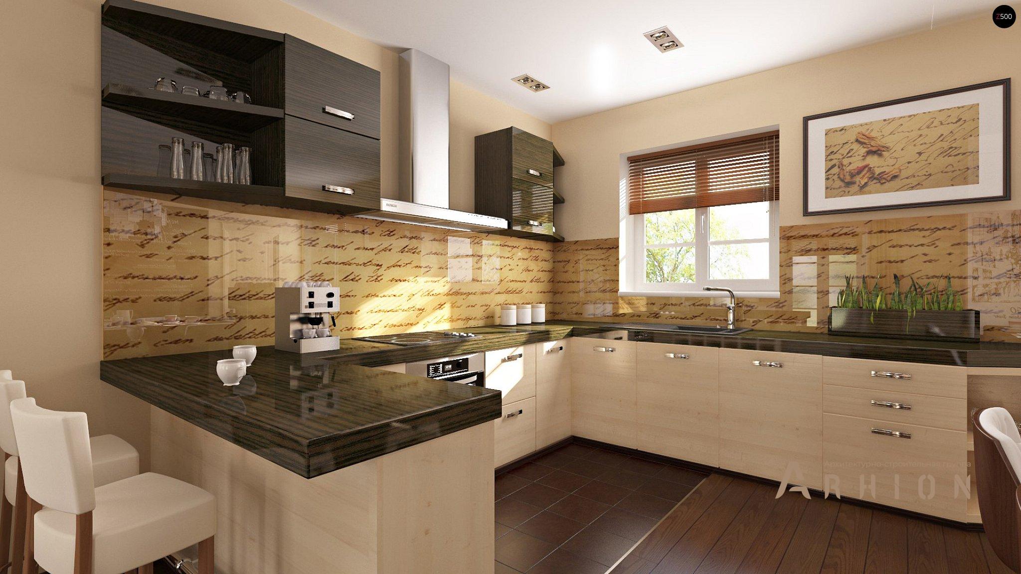 4. Проект одноэтажного дома в европейском стиле с четырехскатной, Z18 dk, площадью - 187 кв c мансардой, балконом